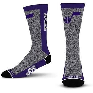 For Bare Feet Utah Jazz NBA Basketball Crew Socks Marble MVP Black Large